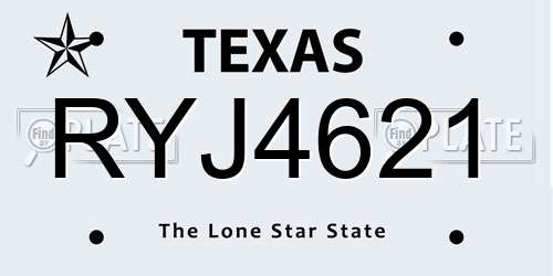 RYJ4621 Texas License Plate