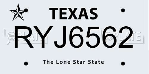 RYJ6562 Texas License Plate