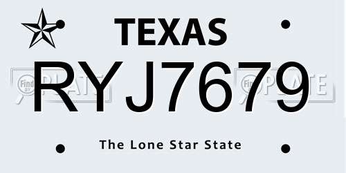RYJ7679 Texas License Plate
