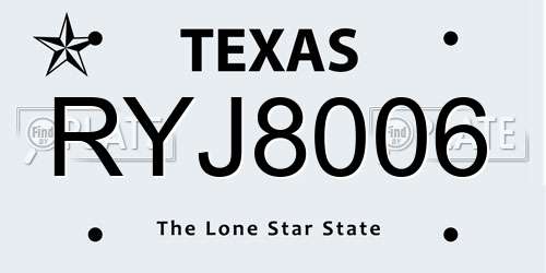 RYJ8006 Texas License Plate