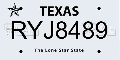 RYJ8489 Texas License Plate