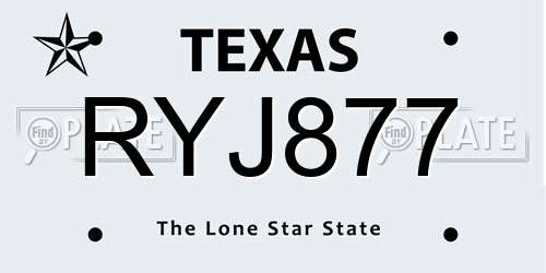 RYJ877 Texas License Plate