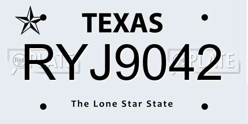 RYJ9042 Texas License Plate