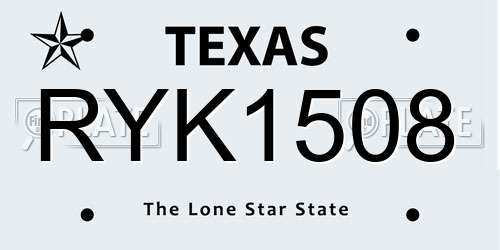 RYK1508 Texas License Plate