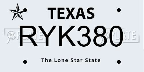 RYK380 Texas License Plate