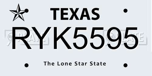 RYK5595 Texas License Plate