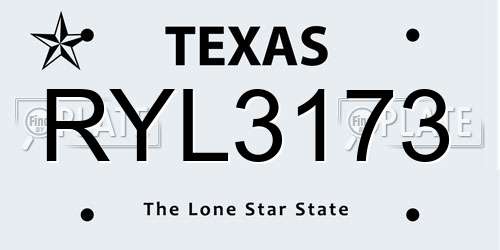 RYL3173 Texas License Plate