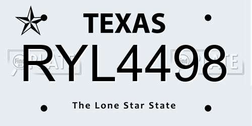 RYL4498 Texas License Plate