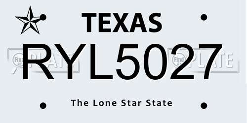 RYL5027 Texas License Plate