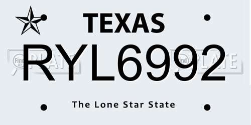 RYL6992 Texas License Plate