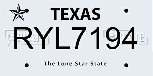 RYL7194 Texas License Plate