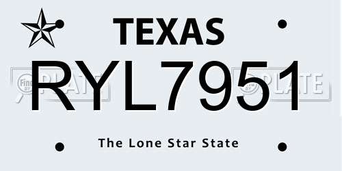 RYL7951 Texas License Plate