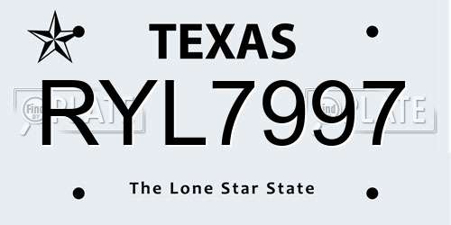 RYL7997 Texas License Plate