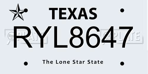 RYL8647 Texas License Plate