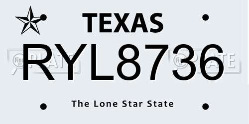 RYL8736 Texas License Plate