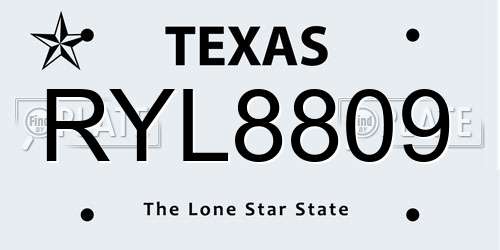 RYL8809 Texas License Plate