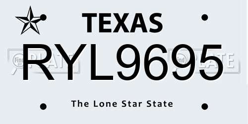 RYL9695 Texas License Plate