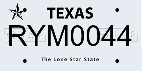 RYM0044 Texas License Plate