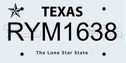 RYM1638 Texas License Plate