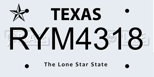RYM4318 Texas License Plate