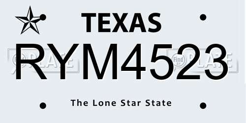 RYM4523 Texas License Plate