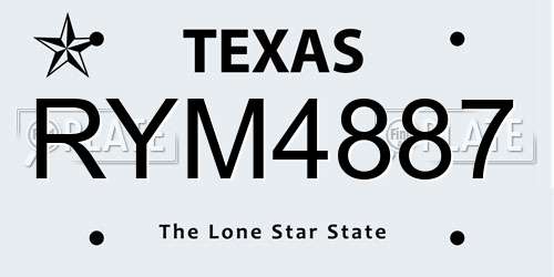 RYM4887 Texas License Plate
