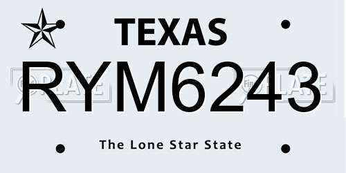 RYM6243 Texas License Plate