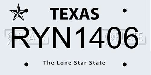 RYN1406 Texas License Plate