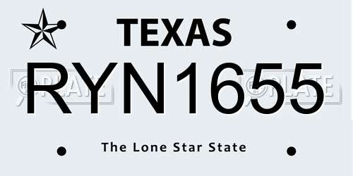 RYN1655 Texas License Plate