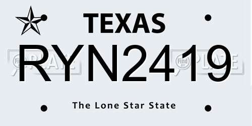 RYN2419 Texas License Plate
