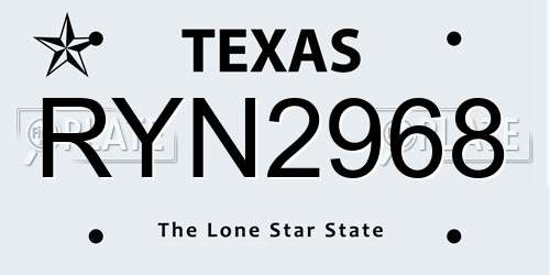 RYN2968 Texas License Plate