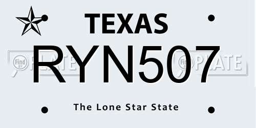 RYN507 Texas License Plate