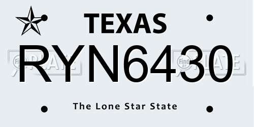 RYN6430 Texas License Plate