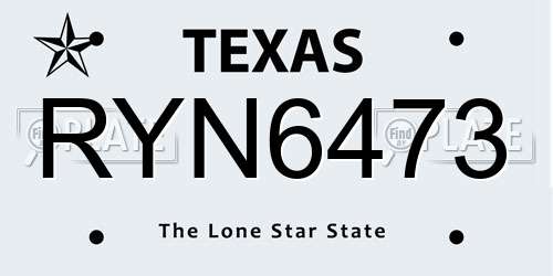 RYN6473 Texas License Plate