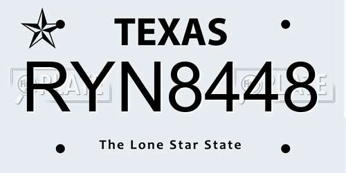 RYN8448 Texas License Plate