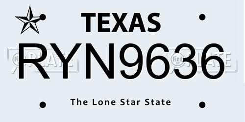 RYN9636 Texas License Plate