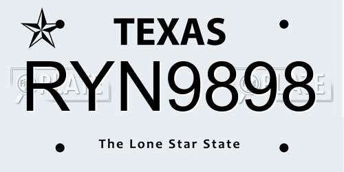 RYN9898 Texas License Plate