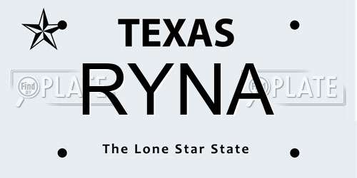 RYNA Texas License Plate