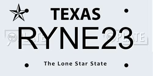 RYNE23 Texas License Plate