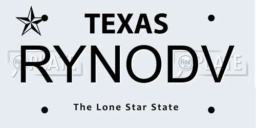 RYNODV Texas License Plate