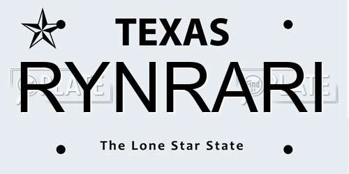 RYNRARI Texas License Plate