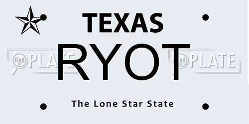 RYOT Texas License Plate