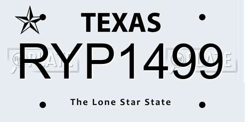 RYP1499 Texas License Plate