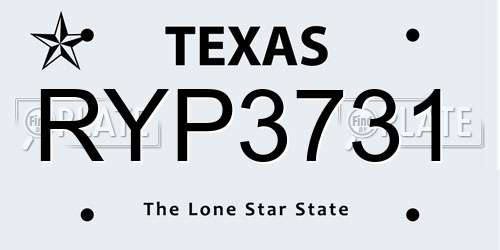 RYP3731 Texas License Plate