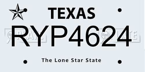 RYP4624 Texas License Plate