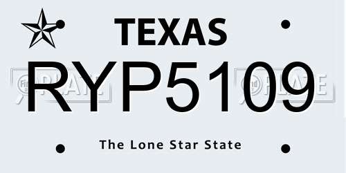 RYP5109 Texas License Plate