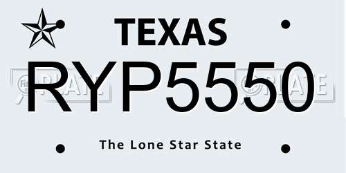 RYP5550 Texas License Plate