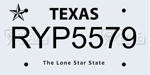 RYP5579 Texas License Plate