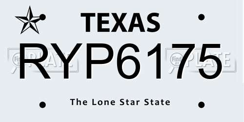 RYP6175 Texas License Plate