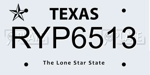 RYP6513 Texas License Plate